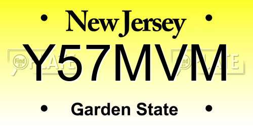 Y57MVM New Jersey License Plate