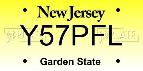 Y57PFL New Jersey License Plate