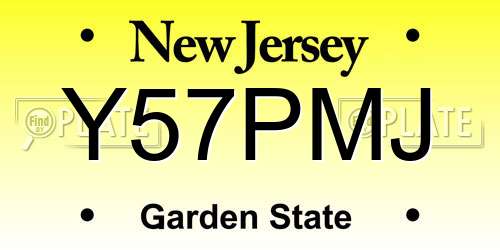 Y57PMJ New Jersey License Plate
