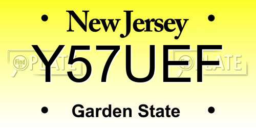 Y57UEF New Jersey License Plate