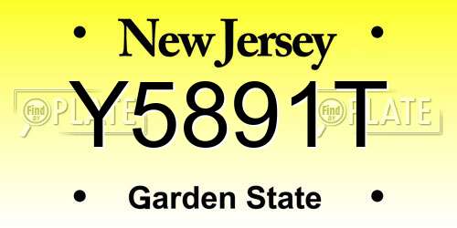 Y5891T New Jersey License Plate