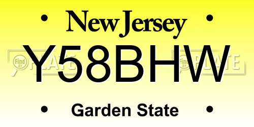 Y58BHW New Jersey License Plate