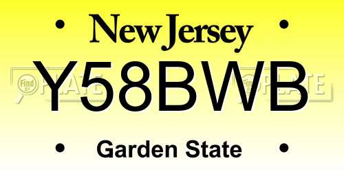 Y58BWB New Jersey License Plate