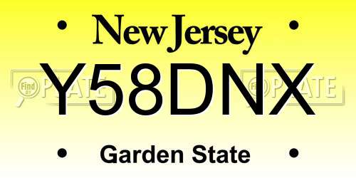 Y58DNX New Jersey License Plate