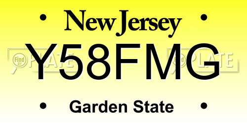 Y58FMG New Jersey License Plate