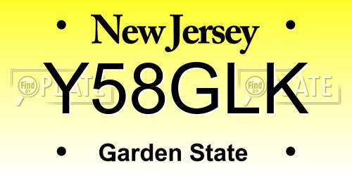 Y58GLK New Jersey License Plate
