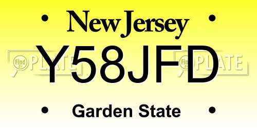 Y58JFD New Jersey License Plate