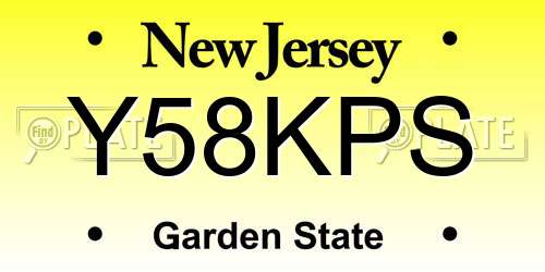 Y58KPS New Jersey License Plate
