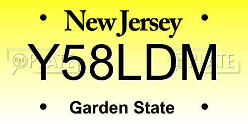 Y58LDM New Jersey License Plate