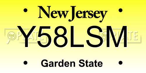 Y58LSM New Jersey License Plate