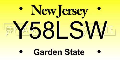 Y58LSW New Jersey License Plate