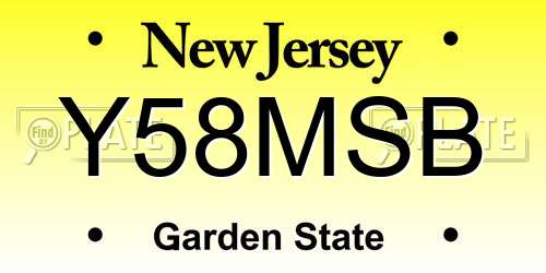 Y58MSB New Jersey License Plate