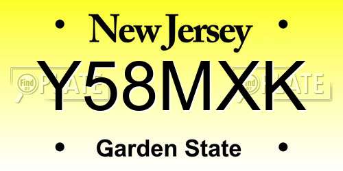 Y58MXK New Jersey License Plate