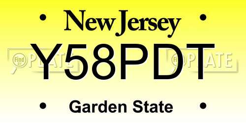 Y58PDT New Jersey License Plate