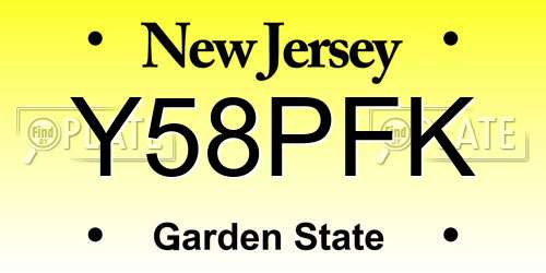 Y58PFK New Jersey License Plate