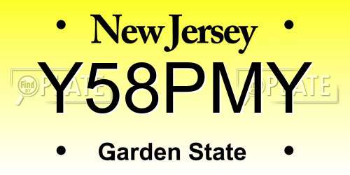 Y58PMY New Jersey License Plate