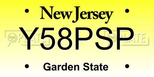 Y58PSP New Jersey License Plate