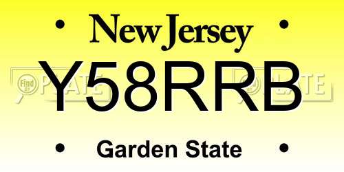 Y58RRB New Jersey License Plate