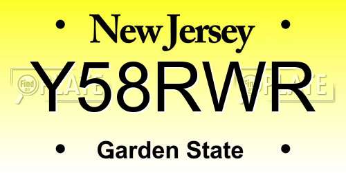 Y58RWR New Jersey License Plate