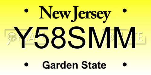 Y58SMM New Jersey License Plate