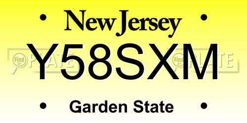 Y58SXM New Jersey License Plate