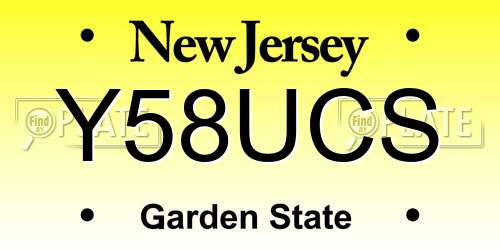 Y58UCS New Jersey License Plate