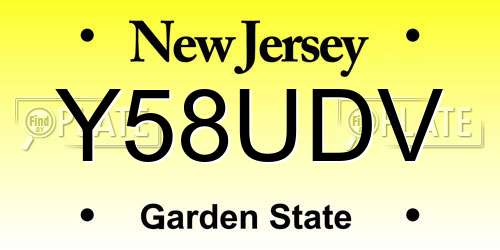 Y58UDV New Jersey License Plate