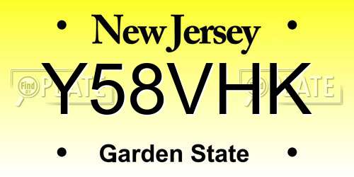 Y58VHK New Jersey License Plate