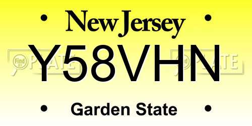 Y58VHN New Jersey License Plate