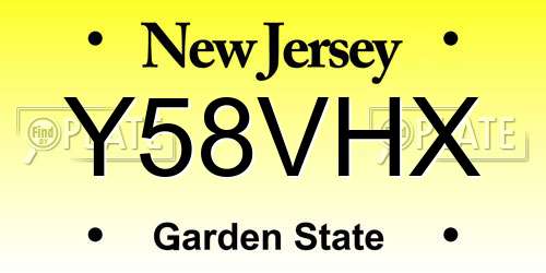 Y58VHX New Jersey License Plate
