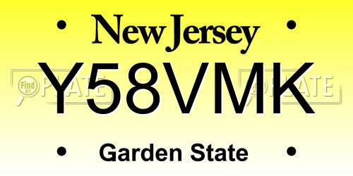 Y58VMK New Jersey License Plate