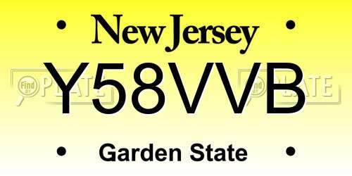 Y58VVB New Jersey License Plate
