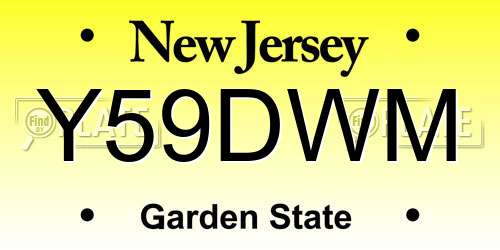 Y59DWM New Jersey License Plate