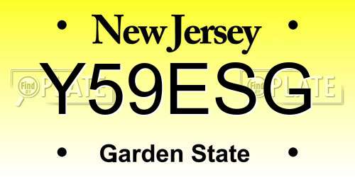 Y59ESG New Jersey License Plate