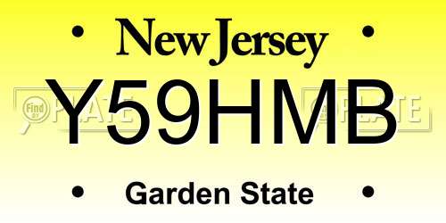 Y59HMB New Jersey License Plate
