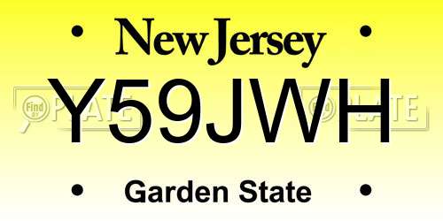 Y59JWH New Jersey License Plate