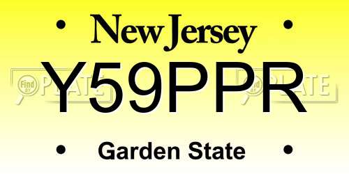 Y59PPR New Jersey License Plate