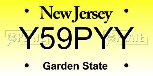 Y59PYY New Jersey License Plate
