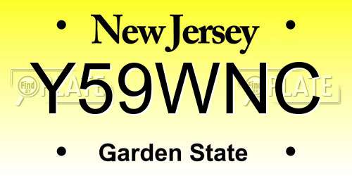 Y59WNC New Jersey License Plate