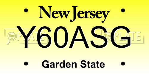 Y60ASG New Jersey License Plate