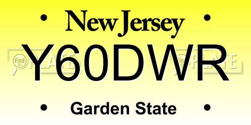 Y60DWR New Jersey License Plate