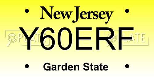 Y60ERF New Jersey License Plate