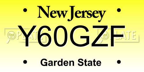 Y60GZF New Jersey License Plate