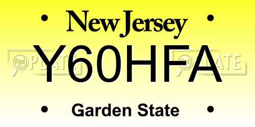 Y60HFA New Jersey License Plate
