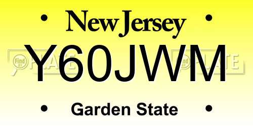 Y60JWM New Jersey License Plate