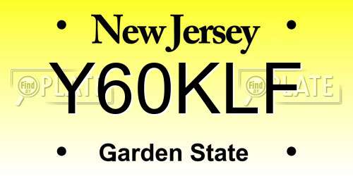 Y60KLF New Jersey License Plate