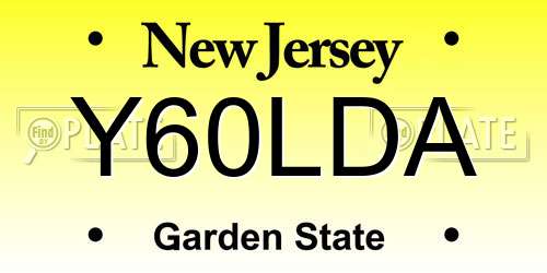 Y60LDA New Jersey License Plate