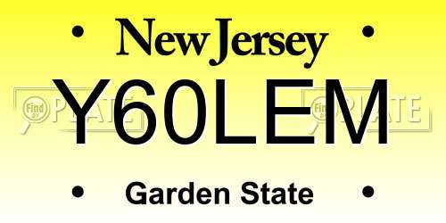 Y60LEM New Jersey License Plate