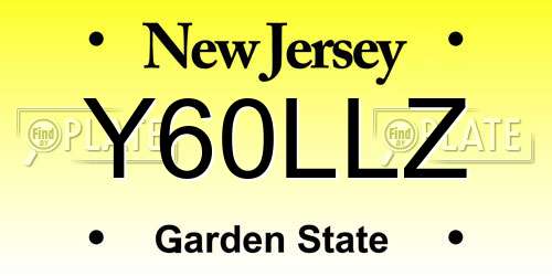 Y60LLZ New Jersey License Plate