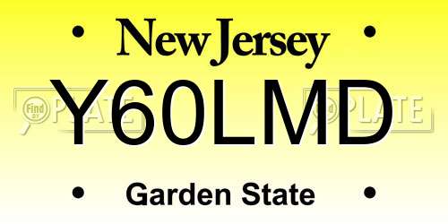 Y60LMD New Jersey License Plate